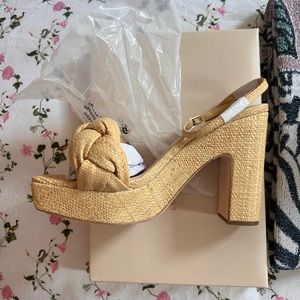 NIB Loeffler Randal Fae Platform Raffia Heel, Size 8.5, Never Worn
